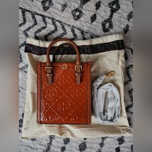 TORY BURCH T MONOGRAM LEATHER MINI TOTE